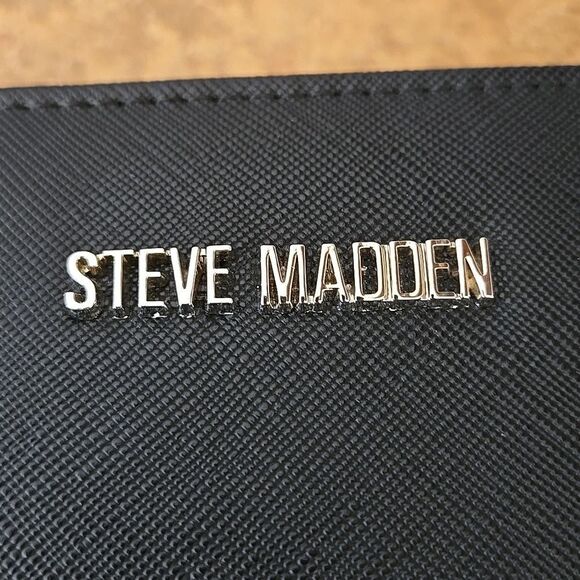 Steve Madden Black Crossbody wallet Bag with Elegant Chain Strap womens zip lady - Picture 15 of 16